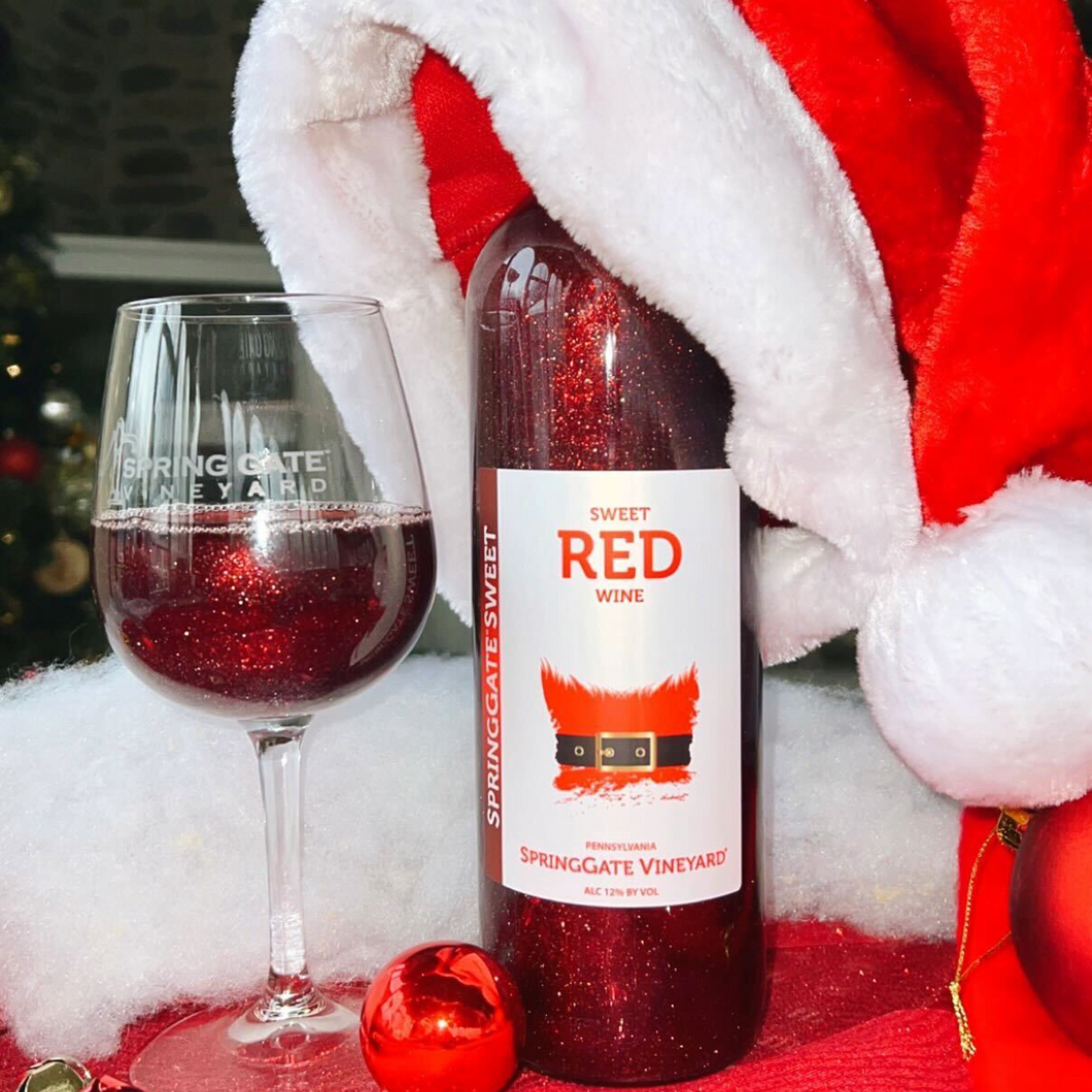 Sweet Red Christmas Glitter Wine